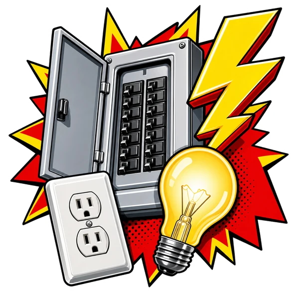 Electrical package: breaker panel, outlet and light