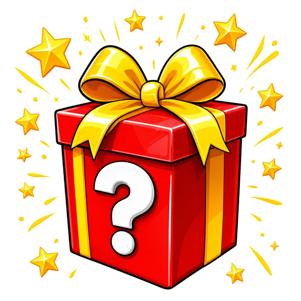 Wrapped surprise gift box with a question mark