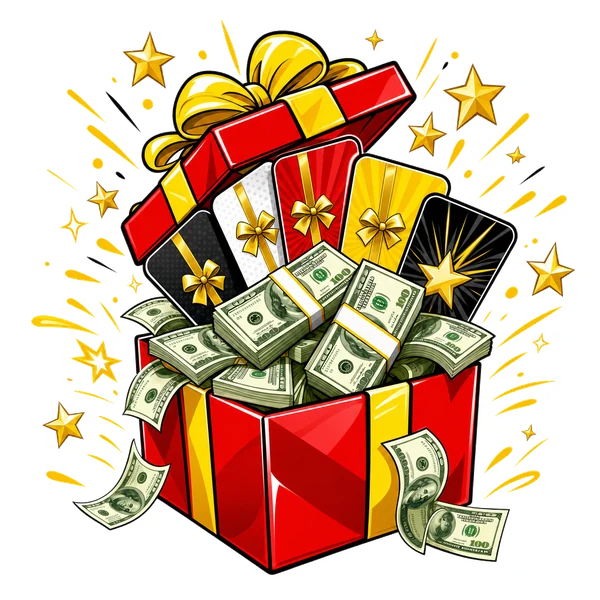Gift box with gift cards and cash