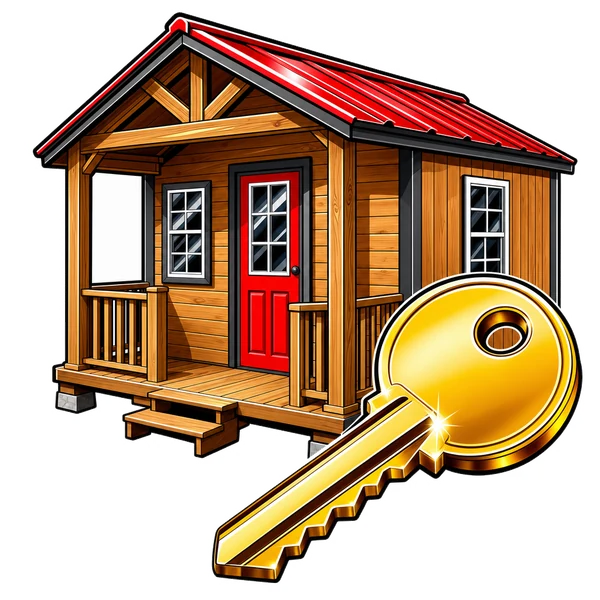 Cabin with a gold key